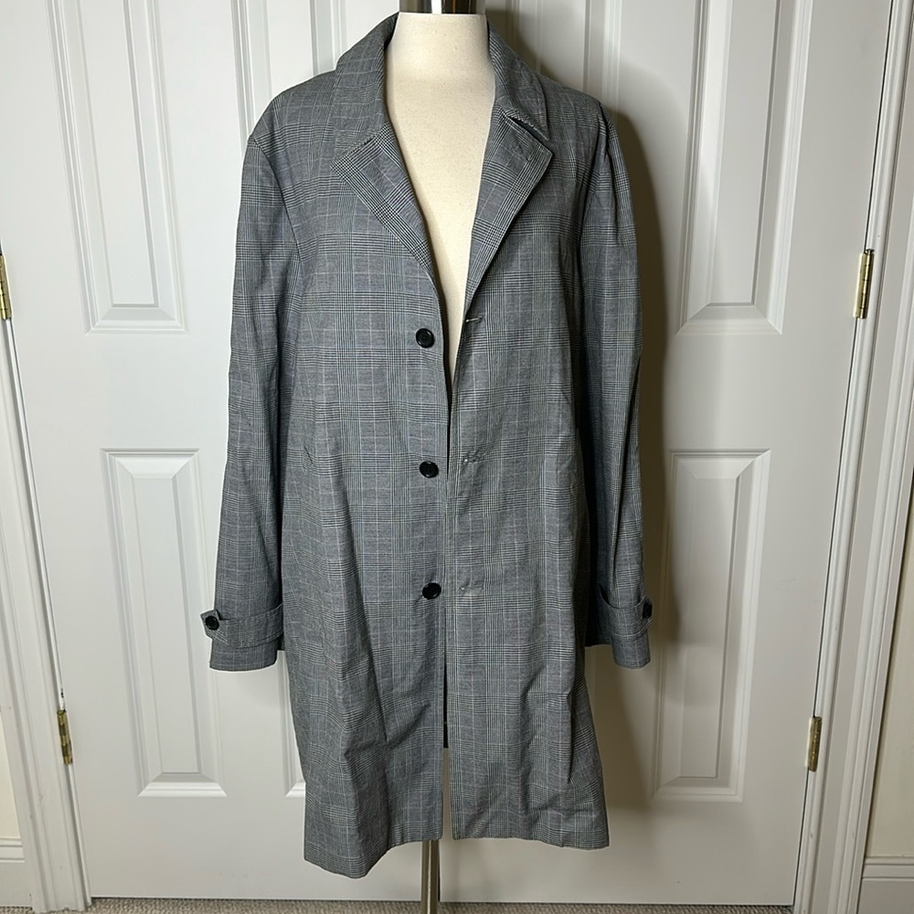 UNIS Grey Plaid Trench Coat Sz44